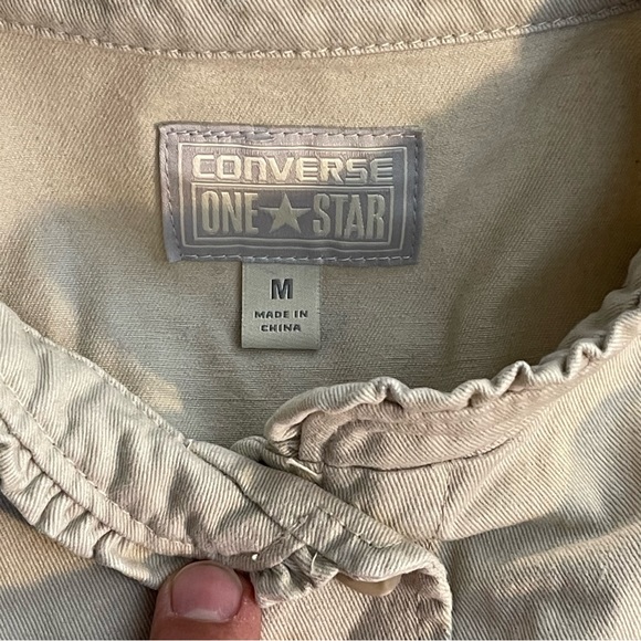 CONVERSE One Star Army Green Utility Jacket Sz. Med Beige Cream color - Picture 2 of 7